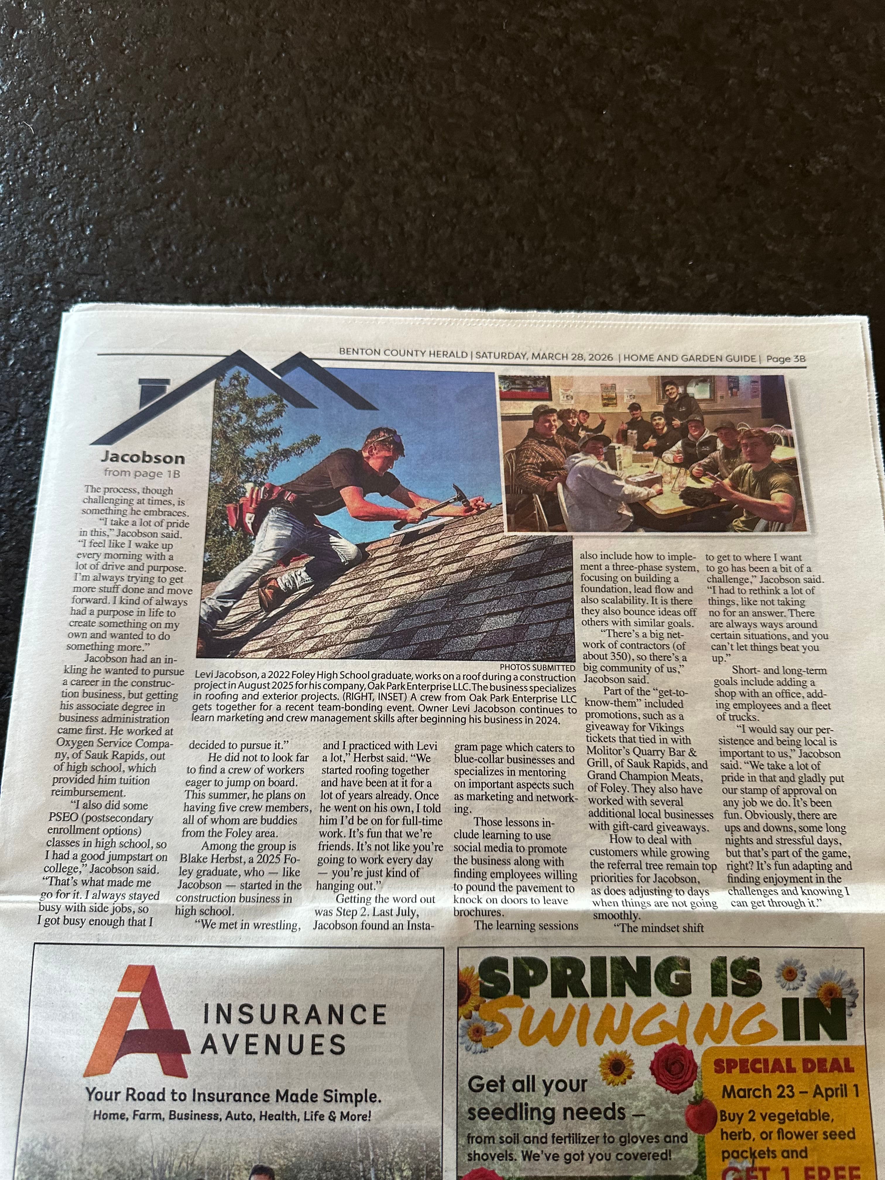 Project Oak Park Enterprise Shines in Benton County Herald image