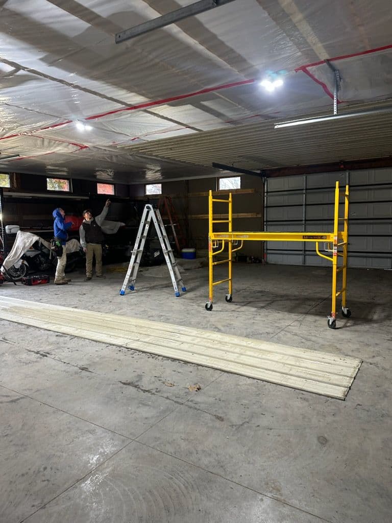 Steel Ceiling Installation at Greenfield Workshop